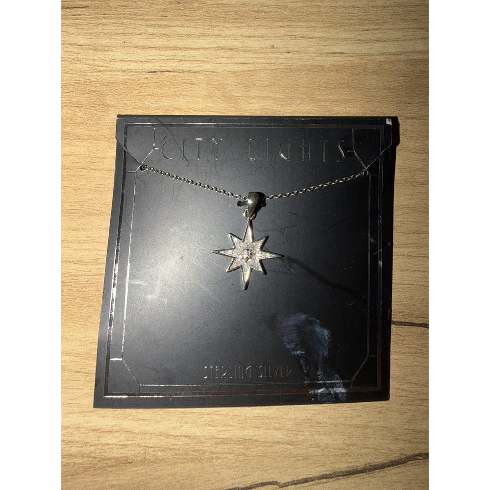 925 Sterling Silver North Star Necklace – White Stone Pendant – Dainty Celestial